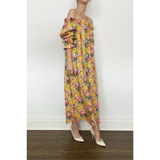 Women's Grace Dress, Yellow Chintz - Dresses - 2