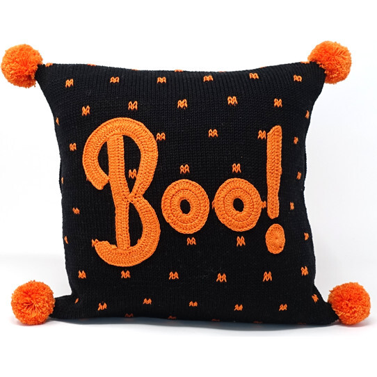 Boo Pillow, Black/Orange