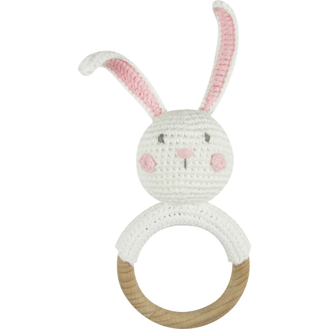 Crochet Bunny Ring Rattle Teether - Teethers - 1