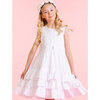 Arabella White Cotton Dobby Girls Party Dress - Dresses - 2