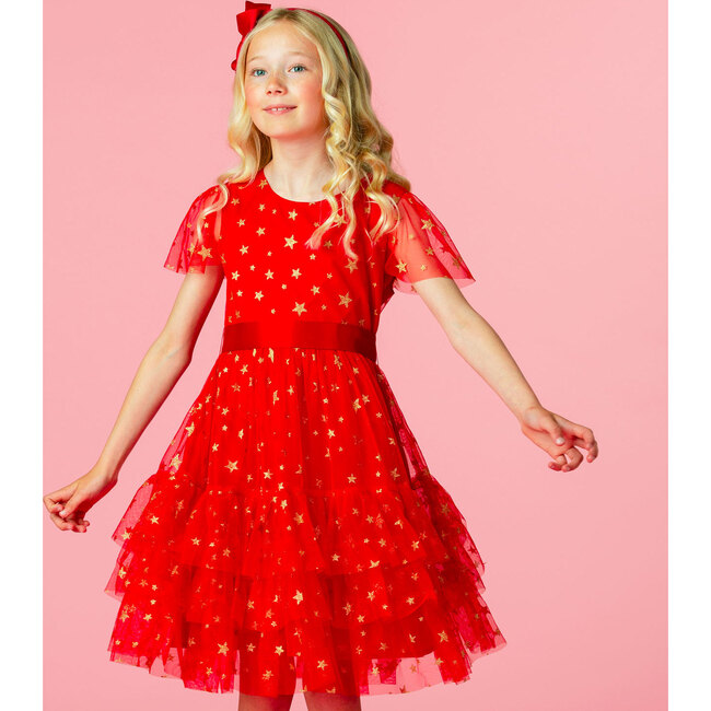 Cinderella Party Dress, Red Star Tulle