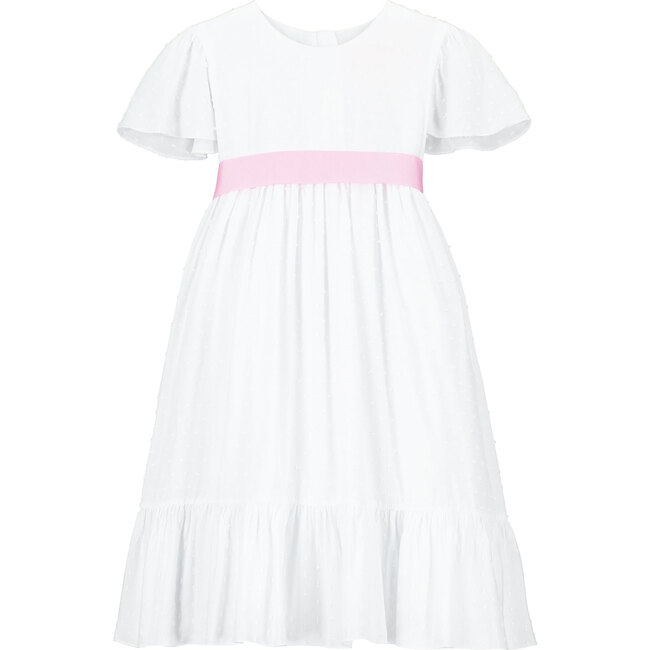 Poppy Petite Spot Cotton Dress, White & Pink