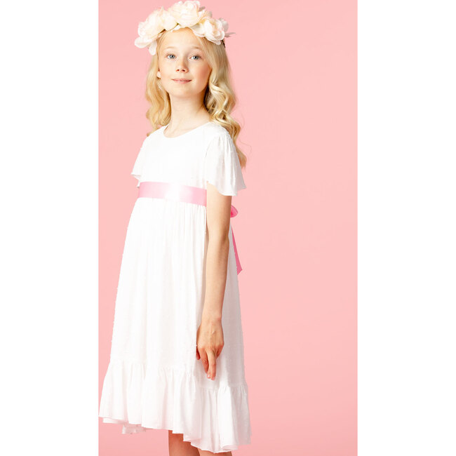 Poppy Petite Spot Cotton Dress, White & Pink - Ceremonial Dresses - 2