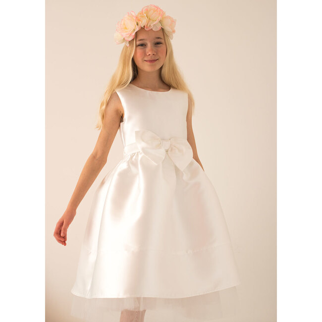 Florence Taffeta Bow Dress, White