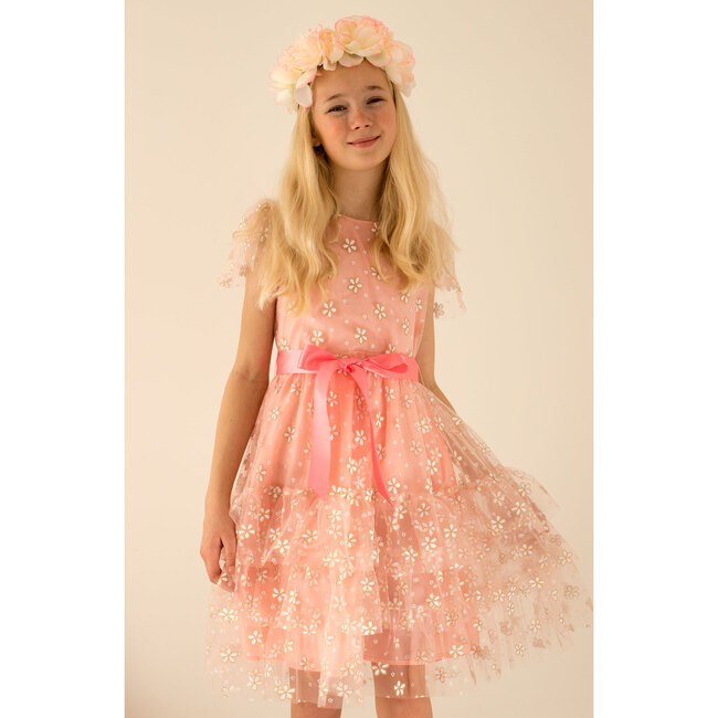Cinderella Blossom Tulle Dress, Pink