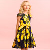 Cotton Lemon Party Dress, Navy - Dresses - 2