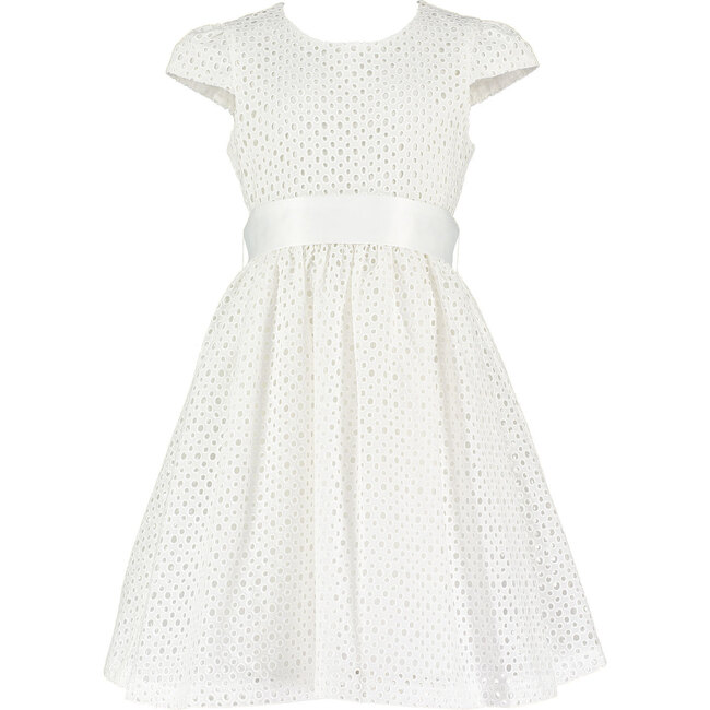 Cotton Embroidered Party Dress, White