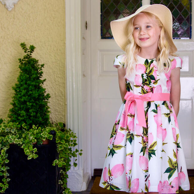 Cotton Pink Fruit Party Dress, White - Holly Hastie Dresses | Maisonette