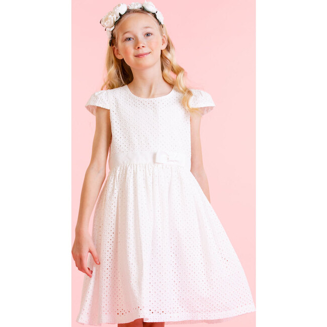 Sienna White Cotton Embroidered Girls Party Dress