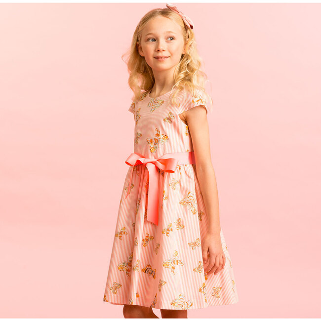 Cotton Butterfly Party Dress, Pink - Dresses - 2