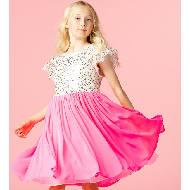Shimmer Pink Sweetie Sequin Girls Party Dress