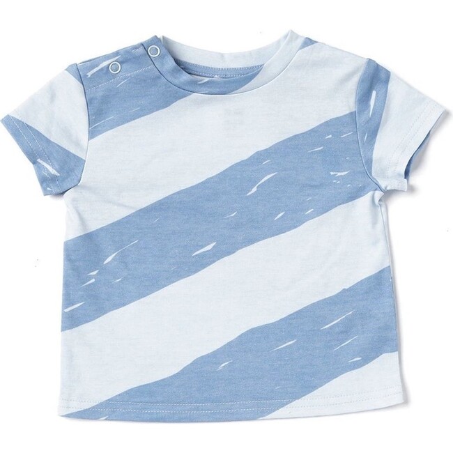 Baby Boxy T-Shirt with Stripes, Blue
