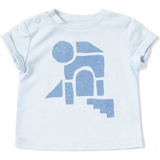 Baby Boxy T-Shirt with Geo Print, Blue
