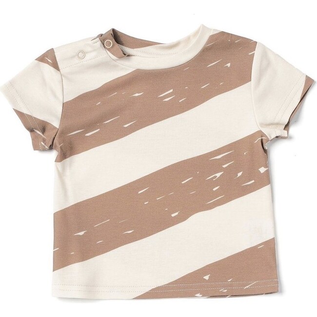 Baby Boxy T-Shirt with Stripes, Mocha