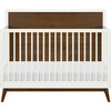 Palma 4-in-1 Convertible Crib with Toddler Bed Conversion Kit, White/Natural Walnut - Cribs - 1 - thumbnail