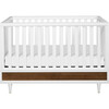 Eero 4-in-1 Convertible Crib with Toddler Bed Conversion Kit, White/Natural Walnut - Cribs - 1 - thumbnail