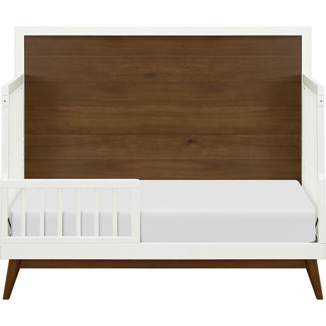 Palma 4-in-1 Convertible Crib with Toddler Bed Conversion Kit, White/Natural Walnut - Cribs - 3
