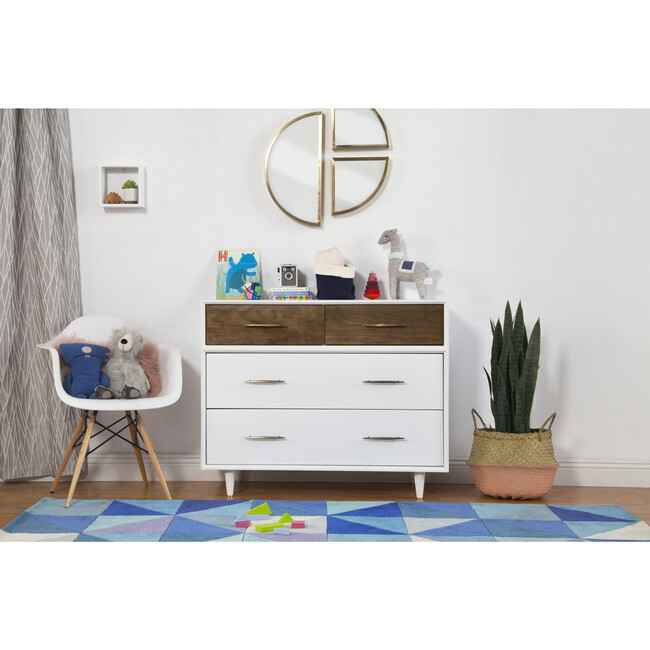 Eero 4-Drawer Dresser, White/Natural Walnut