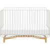 Bixby Metal Crib with Toddler Bed Conversion Kit, Warm White/Natural Beech - Cribs - 1 - thumbnail