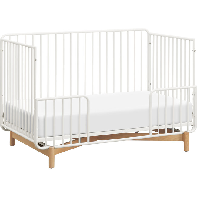 Bixby Metal Crib with Toddler Bed Conversion Kit, Warm White/Natural Beech - Cribs - 2