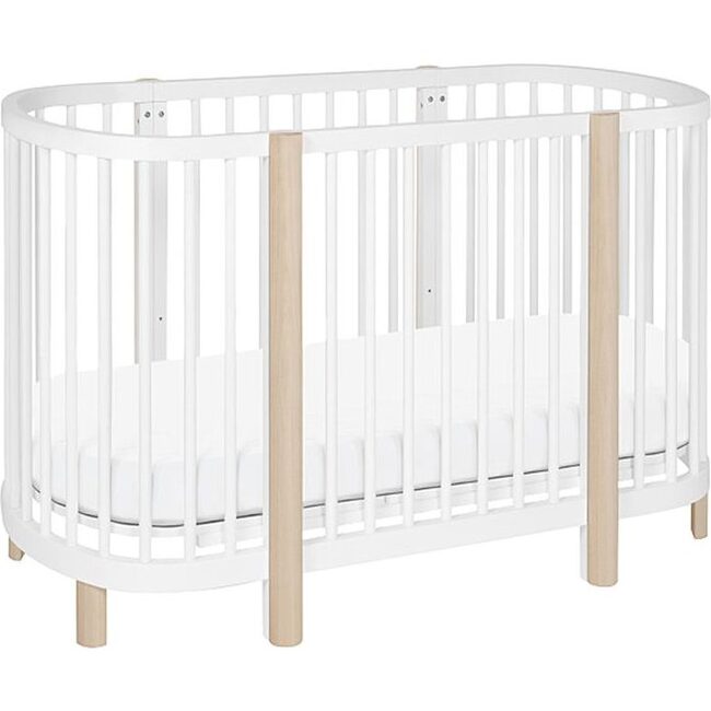 Hula Oval Crib White and Washed Natural Babyletto Cribs Bassinets Maisonette