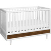Eero 4-in-1 Convertible Crib with Toddler Bed Conversion Kit, White/Natural Walnut - Cribs - 4