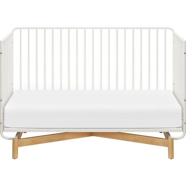 Bixby Metal Crib with Toddler Bed Conversion Kit, Warm White/Natural Beech - Cribs - 5