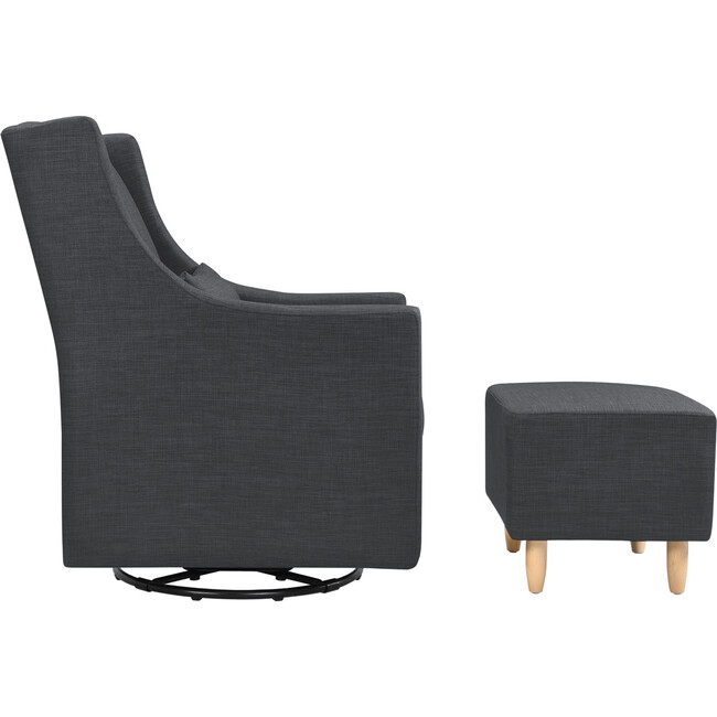 Toco Swivel Glider and Stationary Ottoman, Coal Grey - Nursery Chairs - 2