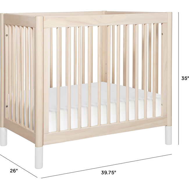 Gelato 4-in-1 Convertible Mini Crib and Twin bed, Washed Natural/White - Cribs - 4