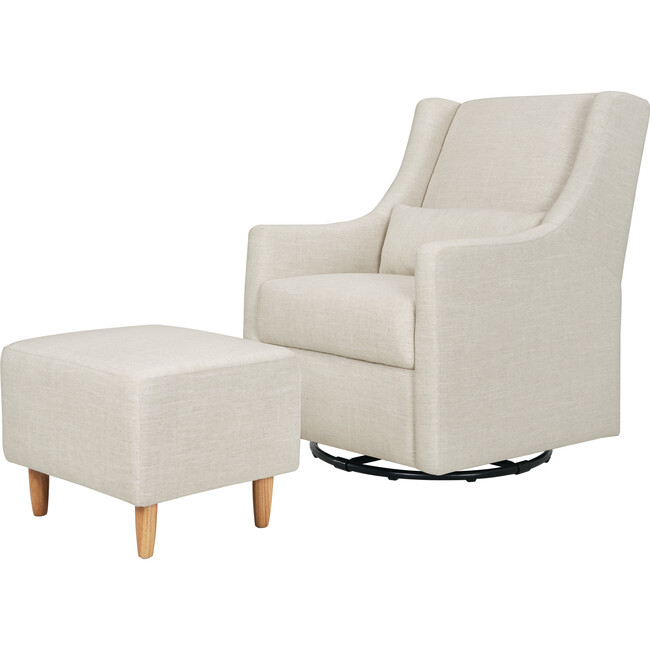 Toco Swivel Glider and Stationary Ottoman, White Linen - Nursery Chairs - 1