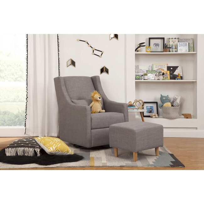 Toco Swivel Glider and Stationary Ottoman, Grey Tweed - Nursery Chairs - 2