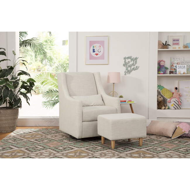 Toco Swivel Glider and Stationary Ottoman, White Linen - Nursery Chairs - 2