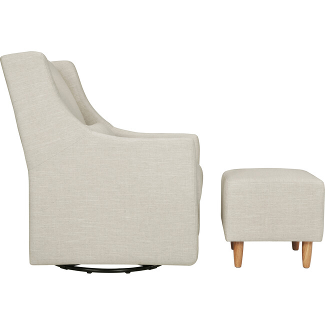 Toco Swivel Glider and Stationary Ottoman, White Linen - Nursery Chairs - 4