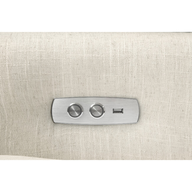Kiwi Electronic Recliner and Swivel Glider with USB Port, White Linen - Nursery Chairs - 7