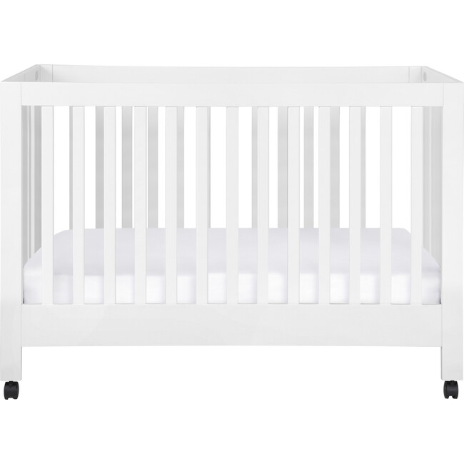 Maki Full-Size Portable Folding Crib with Toddler Bed Conversion Kit, White - Cribs - 1
