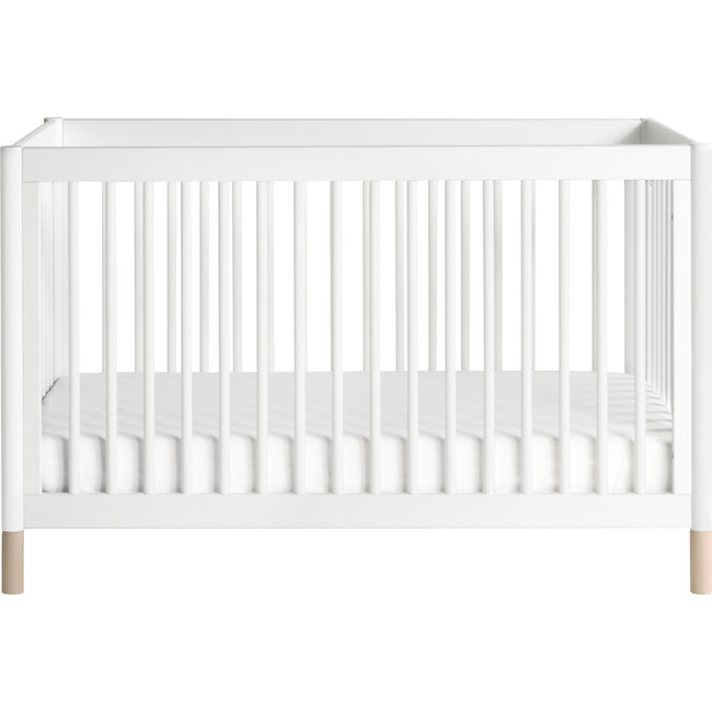 Gelato 4-in-1 Convertible Crib, Washed Natural Feet with Toddler Bed Conversion Kit, White
