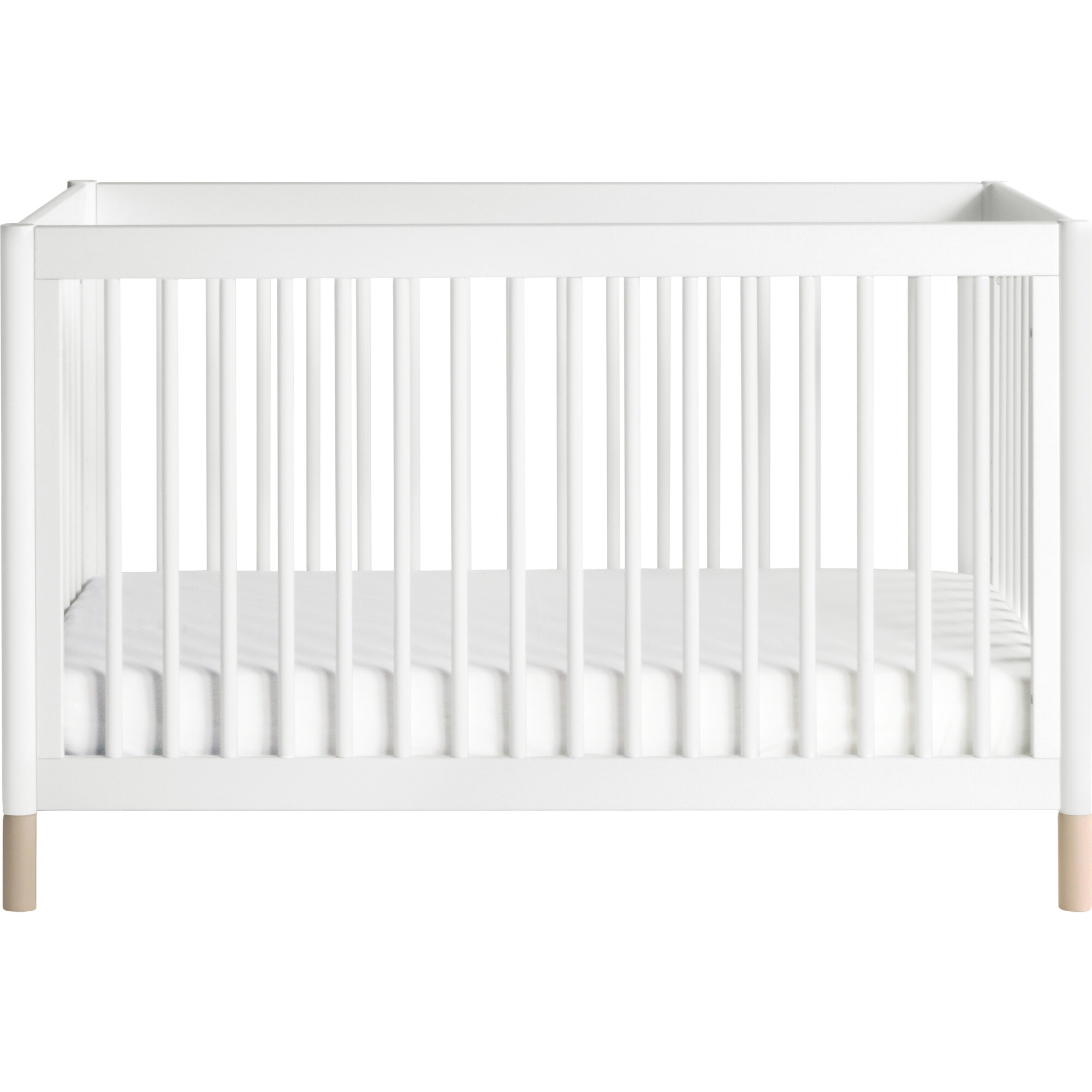 Gelato 4-in-1 Convertible Crib, Washed Natural Feet with Toddler Bed Conversion Kit, White - Cribs - 1
