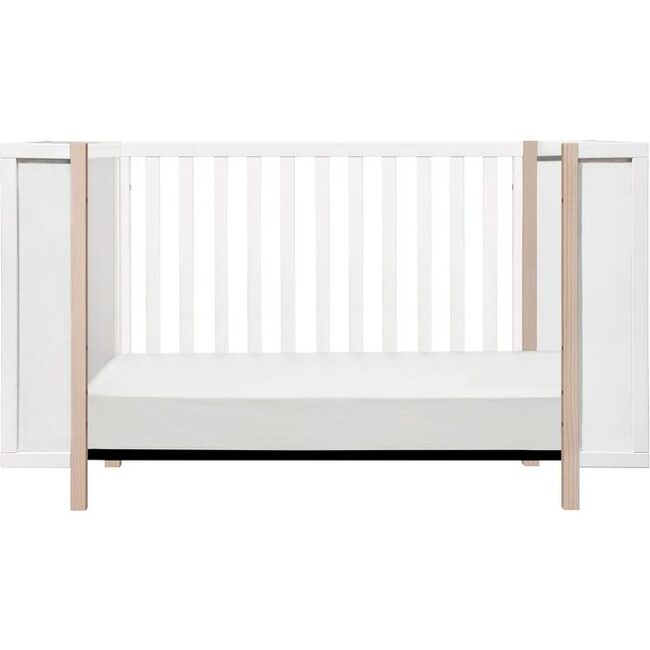 Bingo 3-in-1 Convertible Crib and Storage Combo, White and Washed Natural - Cribs - 5