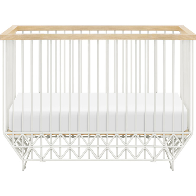 Mod 2-in-1 Convertible Crib with Toddler Bed Conversion Kit, Warm White & Natural - Cribs - 1