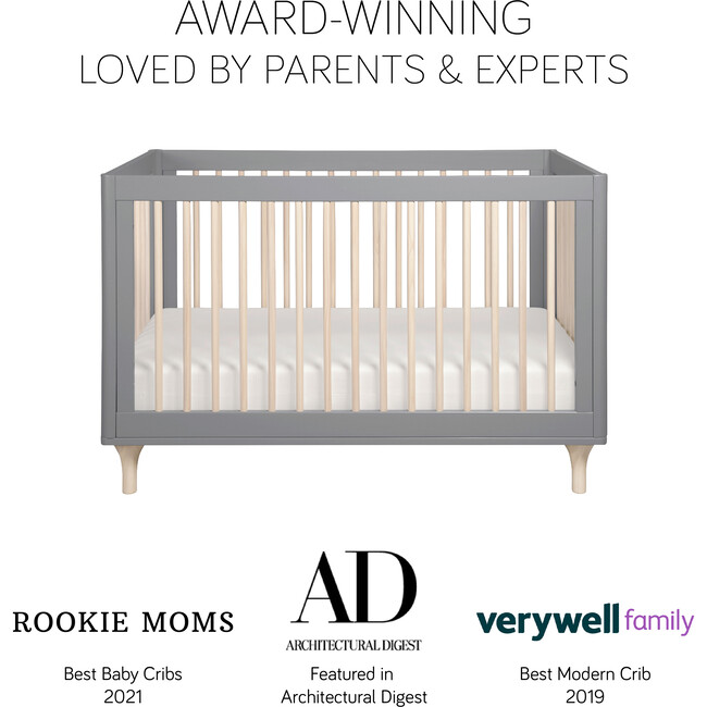 Lolly 3-in-1 Convertible Crib with Toddler Bed Conversion Kit, Grey - Cribs - 9