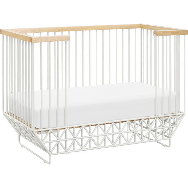 Mod 2-in-1 Convertible Crib with Toddler Bed Conversion Kit, Warm White & Natural - Cribs - 3