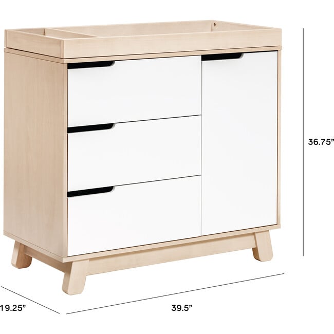 Hudson 3-Drawer Changer Dresser with Removable Changing Tray, Washed Natural/White - Dressers - 7