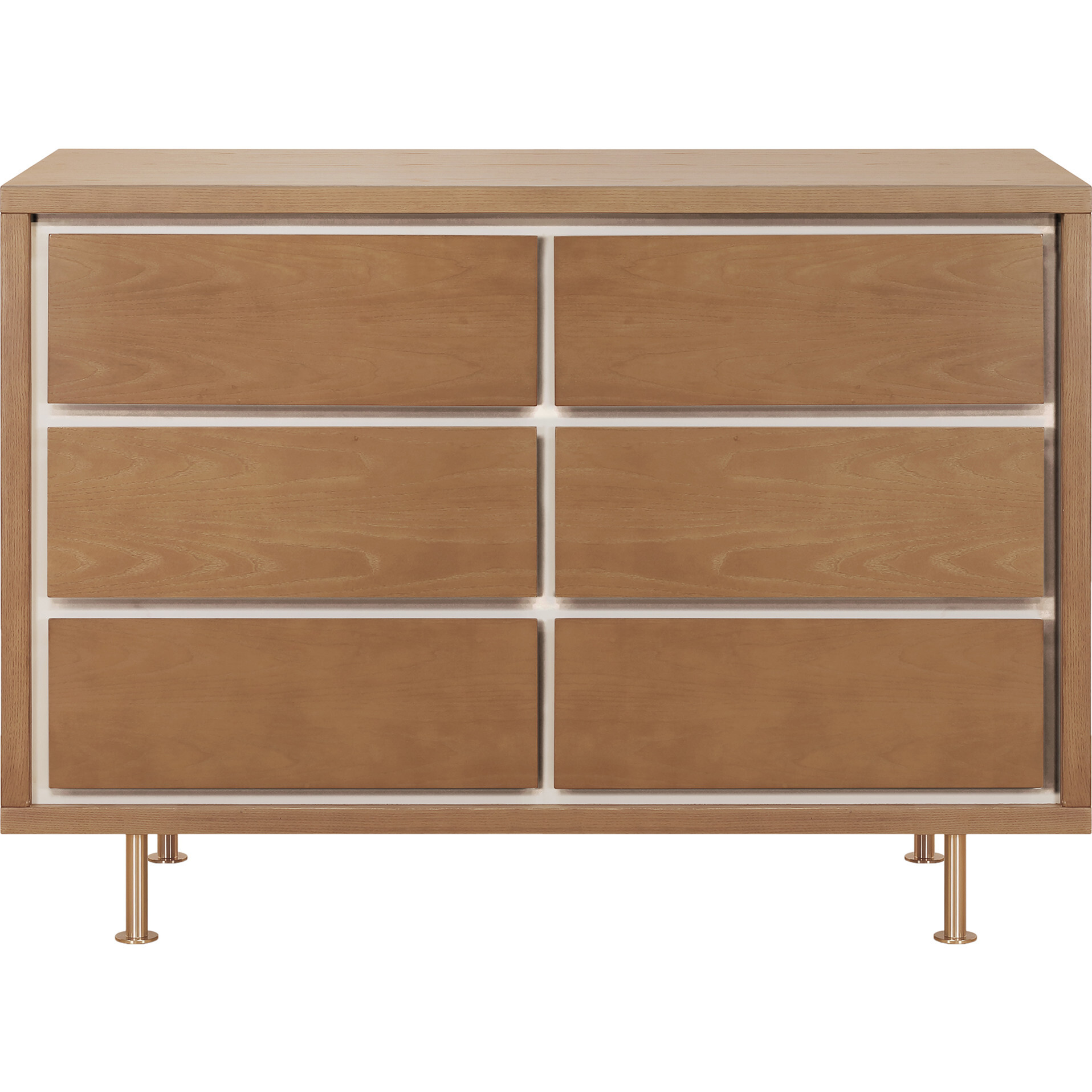 Novella 6-Drawer Double Dresser, Stained Ash and Ivory - Dressers - 1