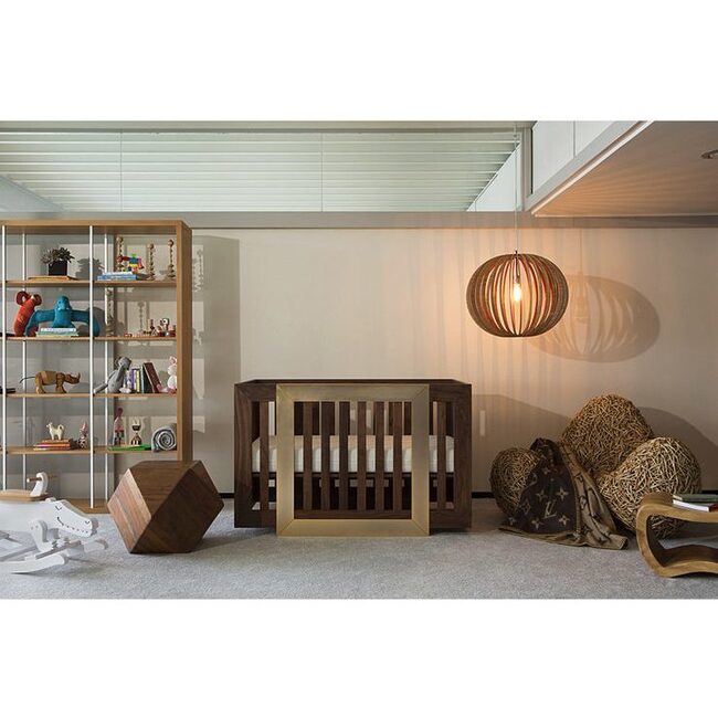 Lydian Crib, Walnut with 24k Gold - Cribs - 2