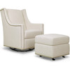 Harper Swivel Glider with Gliding Ottoman, White Linen - Nursery Chairs - 1 - thumbnail