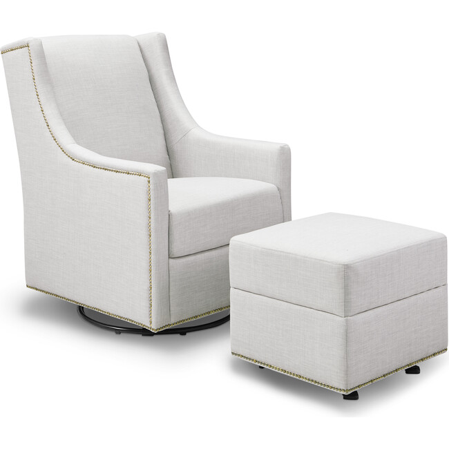 Harper Swivel Glider with Gliding Ottoman, Light Grey Tweed - Nursery Chairs - 1
