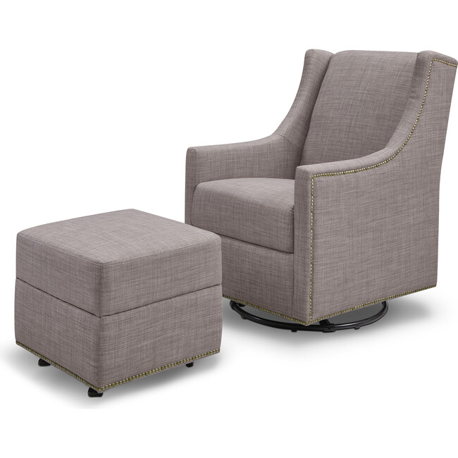 Harper Swivel Glider with Gliding Ottoman, Grey Tweed - Nursery Chairs - 1
