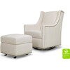 Harper Swivel Glider with Gliding Ottoman, White Linen - Nursery Chairs - 3