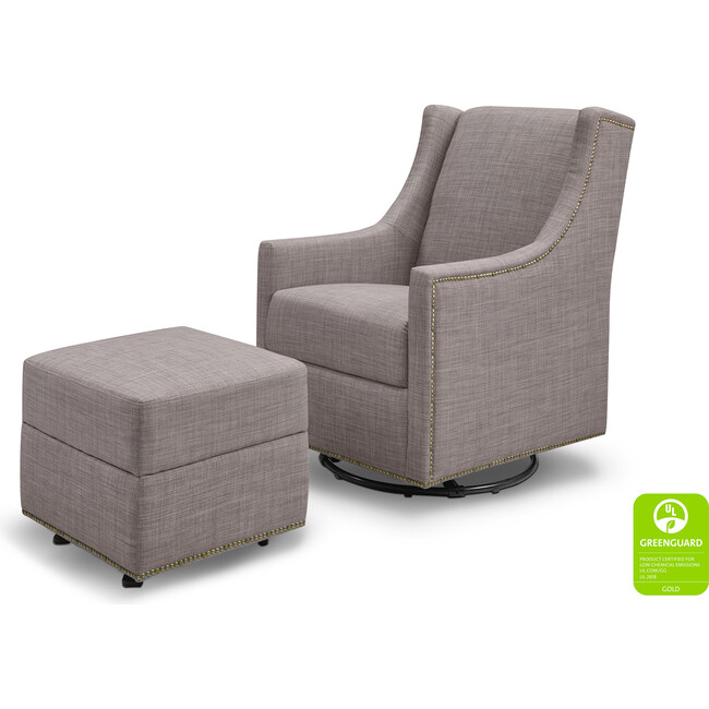 Harper Swivel Glider with Gliding Ottoman, Grey Tweed - Nursery Chairs - 3