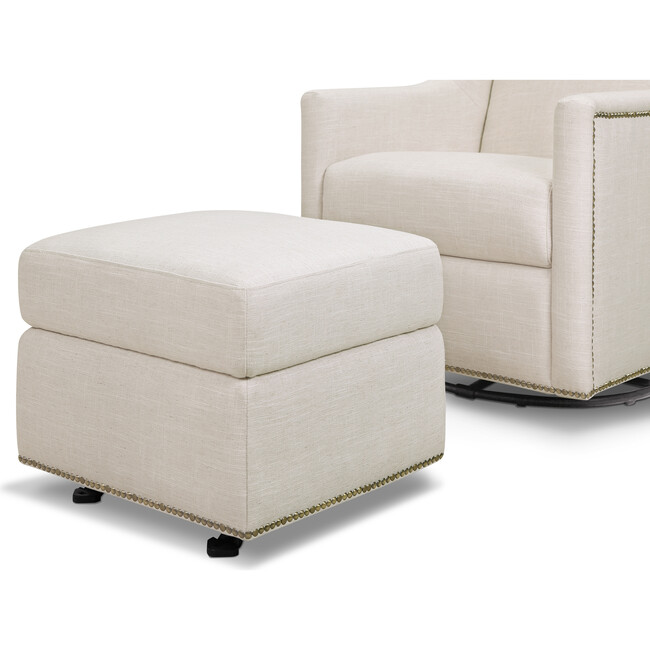 Harper Swivel Glider with Gliding Ottoman, White Linen - Nursery Chairs - 6